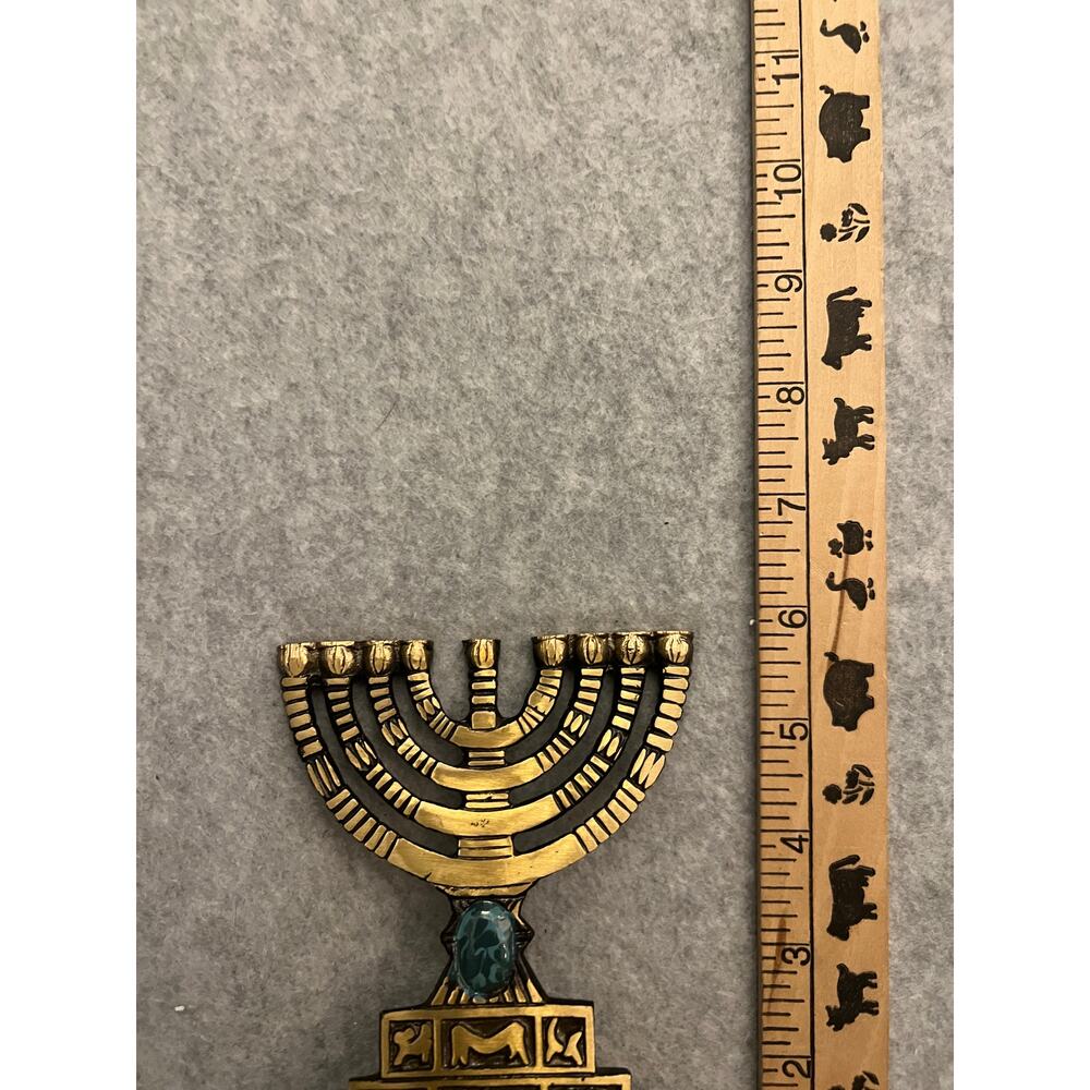 Israeli Judaica Art Metalwork Oppenheim 1950s‎ Collectible Brass Menorah Vintage - Picture 9 of 10
